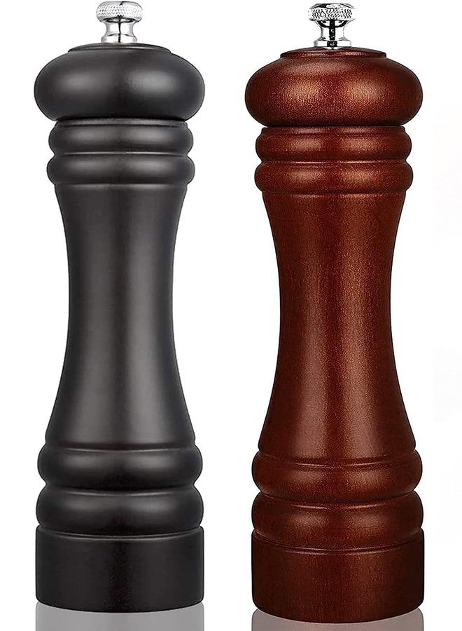 Jamboree!!! Jamboree Pepper Grinder Classic Oak Wood Spicy Pepper Salt Corn Mill Wooden, Ceramic Traditional Pepper Mill (Brown, Black, Pack of 2) - Image 1